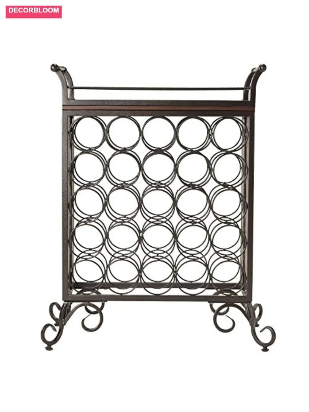 5x5 Wine Rack with Removable Serving Tray, Metal & Wood, 25 Bottles - Picture 2 of 5